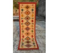 THE PIKKU INTERNATIONAL Kilim Tapis rectangulaire en laine et jute - Tapis tissé à la main aspect rustique pour maison moderne, salon, chambre à coucher [modèle P-KLM17] 120 x 360 cm