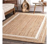 THE PIKKU INTERNATIONAL - Tapis rectangulaire en jute tissé à la main - Tapis rustique en jute tissé à la main - Beige et blanc (1,2 x 3 m)