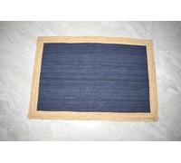 THE PIKKU INTERNATIONAL - Tapis rectangulaire tressé à la main en jute à la main de style bohème pour salon, couloir, couloir, bleu et beige (150 x 200 cm)