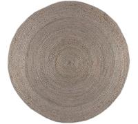 THE PIKKU INTERNATIONAL Tapis rond tressé à la main en jute de style bohème pour salon, couloir, salon, couloir (gris, 120 x 120 cm)