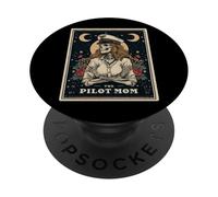 The Pilot Mom Aviation Pilote Carte de Tarot Squelette PopSockets PopGrip Adhésif