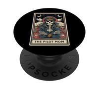 The Pilot Mom Aviation Pilote Carte de Tarot Squelette PopSockets PopGrip Adhésif