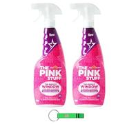 The Pink Stuff Lot de 2 nettoyants pour vitres en spray au vinaigre de rose - Élimine la graisse et la saleté des fenêtres, miroirs et autres surfaces en verre - 750 ml + porte-clés Beni Culinari