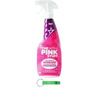 The Pink Stuff Lot de 4 nettoyants pour vitres en spray au vinaigre de rose - Élimine la graisse et la saleté des fenêtres, des miroirs et autres surfaces en verre - 750 ml - Avec porte-clés Beni