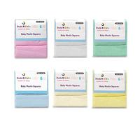 THE PLANET STORE - 6 X (Bleu/Jaune) Squares Qualité Suprême Mousseline 100% Coton 72X 72Cm. - Référence : U8-23Ve-Oxoo