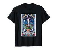 The Plant Lady Carte de Tarot Motif Squelette et Fleurs T-Shirt