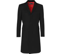 The Platinum Tailor NOIR HOMMES MANTEAU LAINE ET CACHEMIRE déguisé chaud hiver mod Cromby manteau velours col & satin rouge doublure - Noir, 56 EU(UK 46)