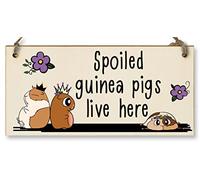 The Plum Penguin Plaque murale en bois faite à la main avec inscription « Spoiled Guinea Pigs Live Here »