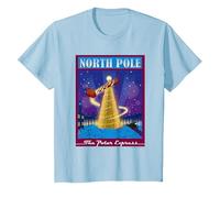 The Polar Express North Pole Noël T-Shirt, Enfant, Bleu Céleste, 8 Ans