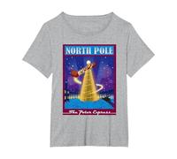 The Polar Express North Pole Noël T-Shirt, Femme Grandes Tailles, Gris Chiné, 1X