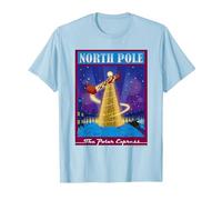 The Polar Express North Pole Noël T-Shirt, Homme, Bleu Céleste, M