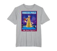 The Polar Express North Pole Noël T-Shirt, Homme Grandes Tailles, Gris Chiné, 4X Tall