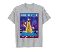 The Polar Express North Pole Noël T-Shirt, Homme, Gris Chiné, 6XL