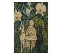 Thé pour Chiens de Femme âgée Puzzle 1000 Pièces en Bois, Défi d'Assemblage