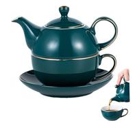 Thé pour une théière et une tasse en céramique théière et tasse avec soucoupe, ensembles de théières élégantes et élégantes pour la table et la décoration de la cuisine, Green Peacock