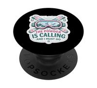 The Powder is Calling and I Must Go Femme Skier Ski PopSockets PopGrip Adhésif