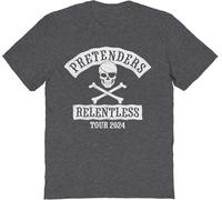The Pretenders Band T Shirt Relentless Tour Adult Grey Heather Short Sleeve Rock Band Retro Style Graphic Tee Manches Courtes(Small)