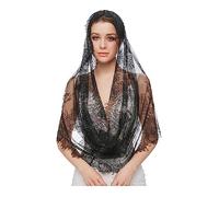 The Princess Bride Écharpe en dentelle Mantilla - Vintage - Noir - Voile de mariage long - Voile de chapelle catholique - Église (A30), Noir , taille unique