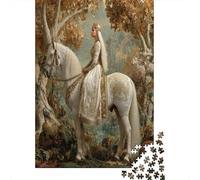 The Princess Rides A White Cheval with Golden Patterns 1000 Pièces, Puzzle Impossible pour Adultes, Cadeaux, pour Enfants38x26cm/1000pcs