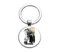 The Professional Glass Keyring Leon Mathilda Classic Movie Poster Silver Color Pendentif Porte-clés pour homme et femme Blanc L, blanc, Large