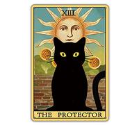 The Protector Tarot Cat - Décoration murale en métal rustique pour les amoureux des chats - 20 x 30 cm