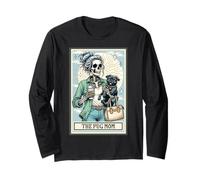 The Pug Mom Squelette Cadeau Spooky Season Halloween Carlin noir Manche Longue