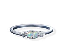The Purest Love For Mother & Daughter Matching Oval Cut Opal Ring, 925 Sterling Silver Mother Daughter Bond Love Ring, Oval Opal Jewelry for Women (Slivery,8)