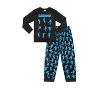 The Pyjama Factory Pyjama long en coton avec inscription « Legend » et motif de personnages de gaming dansant sur toute la surface Noir et bleu - Noir - 11-12 ans