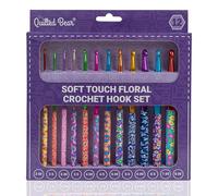 The Quilted Bear Aiguilles à Crochet avec Manche Doux (Lot de 12) - Set Crochet Ergonomique Idéal pour Débutants & Professionnels - Motif Fleuri & Coloré - Gamme Complète 2 mm à 8 mm