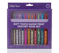 The Quilted Bear Aiguilles à Crochet avec Manche Doux (Lot de 12) - Set Crochet Ergonomique Idéal pour Débutants & Professionnels - Motif Safari & Coloré - Gamme Complète 2 mm à 8 mm