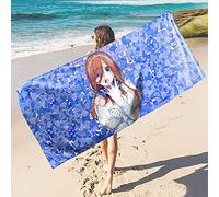 The Quintessential Quintuplets-Nakano Miku-Pétales bleus Anime Microfibre Léger Absorption Sans Sable Séchage Rapide Serviette Plage Camping Serviette Voyage Piscine Pique-nique Bain Serviette De Bain