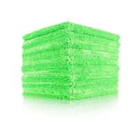 The Rag Company - Creature Lot de 10 Serviettes Professionnelles sans Bords pour Nettoyage de Voiture, mélange 70/30, Microfibre pelucheuse, Polissage et Polissage, 420 g/m², 40,6 x 40,6 cm, Vert
