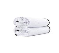 The Rag Company Dry Me A River Lot de 2 serviettes de séchage et de nettoyage professionnelles coréennes en microfibre 70/30 gaufrée, bords en daim doux, 390 g/m², 50,8 x 101,6 cm, blanc