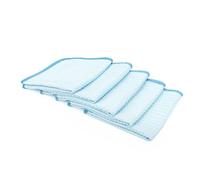 The Rag Company Dry Me A River - Serviettes Professionnelles coréennes en Microfibre 70/30 gaufrée, Bords en Daim Doux, 390 g/m², 40,6 x 40,6 cm, Bleu Clair (Lot de 5)