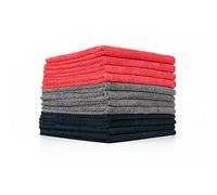 The Rag Company Lot de 12 chiffons microfibre multi-usages, ultra absorbants, sans peluches ni traces, pour cuisine, bureau, salle de bain - 300 g/m² - 30,5 x 30,5 cm - Rouge