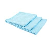 The Rag Company - Serviettes à tissage gaufré standard, détails en microfibre, fenêtre/verre et séchage, cire et polissage, non pelucheuses, sans traces, 370 g/m², 40,6 x 40,6 cm, bleu clair (lot de