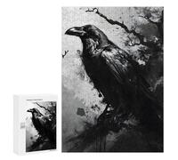 The Raven Monochromatic Puzzle 300 pièces pour adolescents Jeu familial Assemblage de motifs Anniversaire et Noël 300 pièces