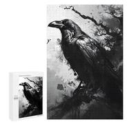 The Raven Monochromatic Puzzle pour adolescents, 1000 pièces, jeux relaxants, décoration parfaite, cadeaux d'anniversaire et uniques 1000 pièces