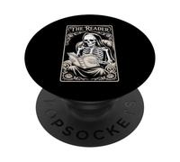 The Reader Book Lover Tarot Style Gothic Story Squelette PopSockets PopGrip Adhésif