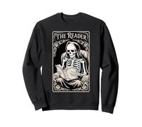 The Reader Book Lover Tarot Style Gothic Story Squelette Sweatshirt