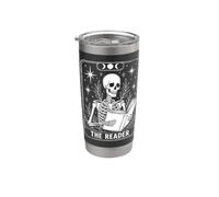 The Reader Skeleton Tarot Card Reading Book Lover Gobelet isotherme en acier inoxydable double paroi