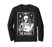 The Reader Skeleton Tarot Card Reading Book Lover Manche Longue