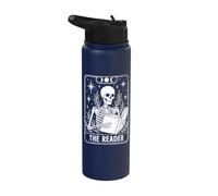 The Reader Skeleton Tarot Card Reading Book Lover Stainless Steel Insulated Water Bottle