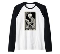 The Reader Tarot Card Funny Book Lover Livre de Lecture Squelette Manche Raglan