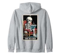 The Reader Tarot Card Funny Book Lover Livre de Lecture Squelette Sweat à Capuche