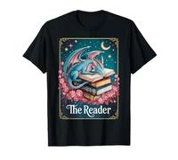 The Reader Whimsical Dragon Sleeping on Books Fantasy Scene T-Shirt