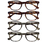 The Reading Glasses Company La Société Lunettes De Lecture Brun Gris Lecteurs Valeur Pack 4 Gregory Peck Style Hommes Femmes Charnières Ressort RRRR14-2T2T77 +1,50