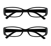 The Reading Glasses Company La Société Lunettes De Lecture Noir Style Diamonte Lecteurs Valeur Pack 2 Designer Style Femmes Dames RR93-1 +3,50