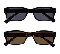 The Reading Glasses Company La Société Lunettes De Lecture Pack 2 Hommes Grand Noir Marron Écaille Lecteurs Soleil UV400 Charnières Ressort SS11-12 +2,00