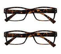 The Reading Glasses Company La Société Lunettes De Lecture Pack 2 Hommes Marron Écaille Grand Designer Style Lecteurs Charnières Ressort RR11-2 +1,50